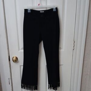 Anthropologie Black Fringe Cropped Pants